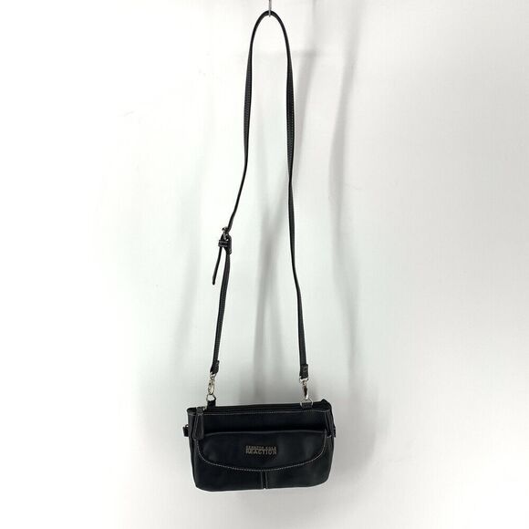 Kenneth Cole Reaction Black Small Crossbody Handbag Purse Vegan Leather Bag - Picture 2 of 9